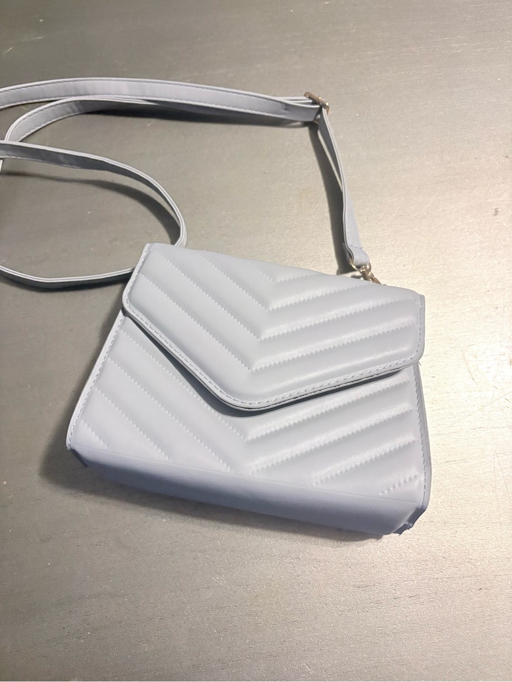 Stylish Quilted Light Blue Crossbody Bag - Women